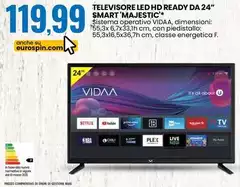 Majestic - Televisore Led Hd Ready Da 24" Smart Majestic - Televisore Led Hd Ready Da 24" Smart