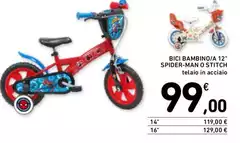 Bici Bambino/A 12" Spider-man O Stitch Bici Bambino/A 12" Spider-man O Stitch