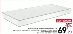 Materasso Smart Basic Memory Piazza Materasso Smart Basic Memory Piazza