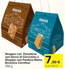 Maina - Shopper Con Panettone Con Gocce Di Cioccolato O Shopper Con Pandoro Maina - Shopper Con Panettone Con Gocce Di Cioccolato O Shopper Con Pandoro