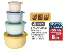 4 Contenitori Ermetici Con Coperchi 4 Contenitori Ermetici Con Coperchi
