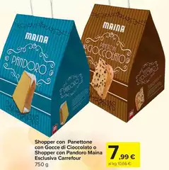 Carrefour - Shopper Con Panettone Con Gocce Di Cioccolato O Shopper Con Pandoro Esclusiva Carrefour - Shopper Con Panettone Con Gocce Di Cioccolato O Shopper Con Pandoro Esclusiva