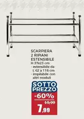 Scarpiera 2 Ripiani Estensibili Scarpiera 2 Ripiani Estensibili