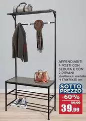 Appendiabiti 4 Posti Con Seduta E Con 2 Ripiani Appendiabiti 4 Posti Con Seduta E Con 2 Ripiani