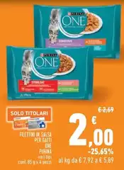 Purina - Filettini In Salsa Per Gatti One Purina - Filettini In Salsa Per Gatti One