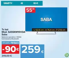 Saba - Tv Led Mod. SA55KM10VDA Saba - Tv Led Mod. SA55KM10VDA