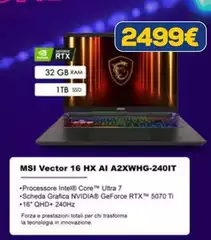 Msi -  Vector 16 Hx Ai A2xwhg-240it