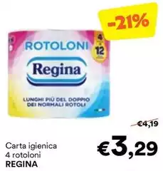 Regina - Carta Igienica 4 Rotoloni Regina - Carta Igienica 4 Rotoloni