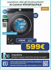Samsung - Lavatrice 1,400 Giri Ecodosatore AI Control WW10FG6U94LB Samsung - Lavatrice 1,400 Giri Ecodosatore AI Control WW10FG6U94LB