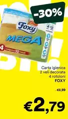 Foxy - Carta Igienica 2 Veli Decorata 4 Rotoloni Foxy - Carta Igienica 2 Veli Decorata 4 Rotoloni