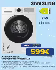 Samsung - Asciugatrice Crystal Ecodry DV90DG6SAOAH Samsung - Asciugatrice Crystal Ecodry DV90DG6SAOAH