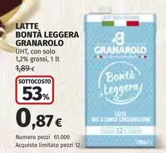 Granarolo - Latte Bontà Leggera Granarolo - Latte Bontà Leggera