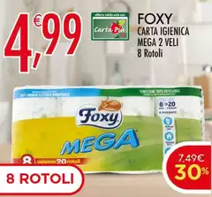 Foxy - Carta Igienica Mega 2 Veli 8 Rotoli Foxy - Carta Igienica Mega 2 Veli 8 Rotoli