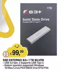 S3+ - Ssd Esterno 1Tb Silver 