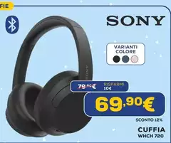 Sony - WH-CH720 Auricolare Con Cavo E Senza Cavo A Padiglione Musica E Chiamate USB tipo-C Bluetooth Blu Sony - WH-CH720 Auricolare Con Cavo E Senza Cavo A Padiglione Musica E Chiamate USB tipo-C Bluetooth Blu