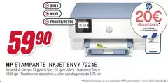 HP - ENVY Inspire 7224E Wireless All-in-One Colore Stampante, Instant Ink; Fotocopiatrice, Scanner HP - ENVY Inspire 7224E Wireless All-in-One Colore Stampante, Instant Ink; Fotocopiatrice, Scanner