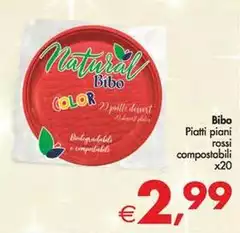 Bibo Natural - Piatti Piani Rossi Compostabili Bibo Natural - Piatti Piani Rossi Compostabili