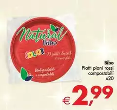 Bibo - Piatti Piani Rossi Compostabili Bibo - Piatti Piani Rossi Compostabili