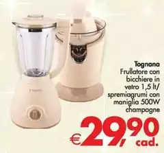 Tognana - Frullatore Con Bicchiere In Vetro Tognana - Frullatore Con Bicchiere In Vetro