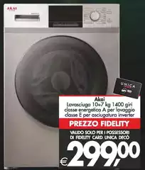 Akai - Lavasciuga 10+7 Kg 1400 Giri Classe Energetica A Per Lavaggio Classe E Per Asciugatura Inverter Akai - Lavasciuga 10+7 Kg 1400 Giri Classe Energetica A Per Lavaggio Classe E Per Asciugatura Inverter