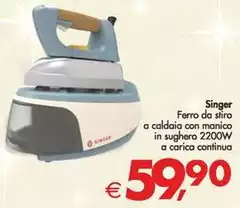 Singer - Ferro Da Stiro A Caldaia Con Manico In Sughero 2200w A Carica Continua Singer - Ferro Da Stiro A Caldaia Con Manico In Sughero 2200w A Carica Continua