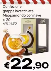 Confezione Grappa Invecchiata Mappamondo Con Nave Confezione Grappa Invecchiata Mappamondo Con Nave