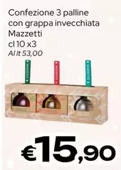 Mazzetti - Confezione 3 Palline Con Grappa Invecchiata Mazzetti - Confezione 3 Palline Con Grappa Invecchiata