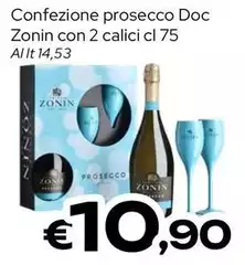 Zonin - Confezione Prosecco Doc Con 2 Calici Zonin - Confezione Prosecco Doc Con 2 Calici