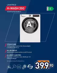 Hoover - H-WASH 350 , Lavatrice 10kg, Classe A-10%, 1600 Giri, Bianco, H3WPS6106TAMB-S Hoover - H-WASH 350 , Lavatrice 10kg, Classe A-10%, 1600 Giri, Bianco, H3WPS6106TAMB-S