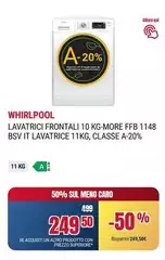 Whirlpool - Lavatrice Frontal 10 Kg-More Ffb 1148 Bsvi It Lavatrice 11kg, Classe A-20% Whirlpool - Lavatrice Frontal 10 Kg-More Ffb 1148 Bsvi It Lavatrice 11kg, Classe A-20%