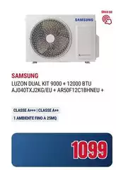 Samsung - Luzon Dual Kit 9000 + 12000 Btu Ajo40txJ2kg/eu + Ar50f12c21hneu + Classe A++ 1 Classe Samsung - Luzon Dual Kit 9000 + 12000 Btu Ajo40txJ2kg/eu + Ar50f12c21hneu + Classe A++ 1 Classe