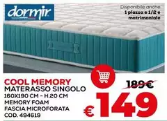 Dormir - Materasso Singolo Memory Foam Fascia Microforata Dormir - Materasso Singolo Memory Foam Fascia Microforata
