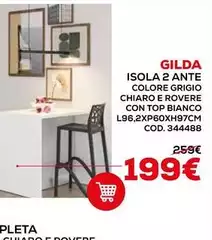 Isola 2 Ante Colore Grigio Chiaro E Rovere Con Top Bianco Isola 2 Ante Colore Grigio Chiaro E Rovere Con Top Bianco