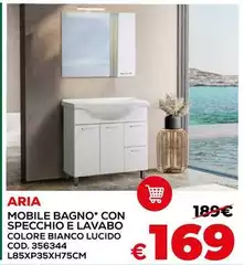 Arla - Mobile Bagno Con Specchio E Lavabo Colore Bianco Lucido Cod. 356344 L85xp35xh75cm Arla - Mobile Bagno Con Specchio E Lavabo Colore Bianco Lucido Cod. 356344 L85xp35xh75cm