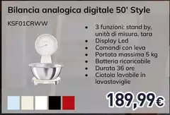 Smeg - Bilancia Analogica Digitale 50' Style KSF01CRWW Smeg - Bilancia Analogica Digitale 50' Style KSF01CRWW