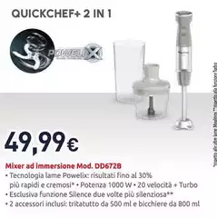 Moulinex - Quickchef+ 2 In 1 Mixer Ad Immersione Mod. DD672B Moulinex - Quickchef+ 2 In 1 Mixer Ad Immersione Mod. DD672B