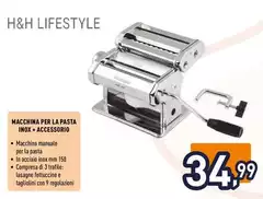 H&h Lifestyle - Macchina Per La Pasta Inox + Accessorio H&h Lifestyle - Macchina Per La Pasta Inox + Accessorio