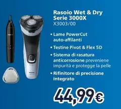 Philips - Shaver 3000X Series X3003/00 Rasoio Elettrico Wet & Dry Philips - Shaver 3000X Series X3003/00 Rasoio Elettrico Wet & Dry