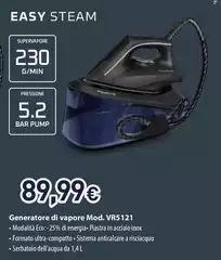 Rowenta - Easy Steam VR5121 2400 W 1,4 L Acciaio Inossidabile Nero, Blu Rowenta - Easy Steam VR5121 2400 W 1,4 L Acciaio Inossidabile Nero, Blu