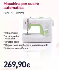 Singer - Macchina Per Cucire Automatica Simple 3229 Singer - Macchina Per Cucire Automatica Simple 3229