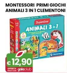 Clementoni - Montessori Primi Giochi Animali 3 In 1 Clementoni - Montessori Primi Giochi Animali 3 In 1