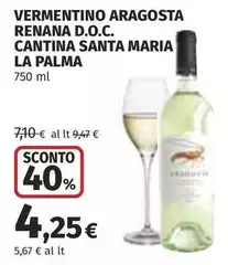 Cantina santa maria la palma - Vermentino Aragosta Renana D.O.C. Cantina santa maria la palma - Vermentino Aragosta Renana D.O.C.