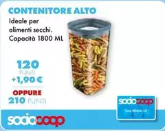 Contenitore Alto Ideale Per Alimenti Secchi. Capacità 1800 Ml Contenitore Alto Ideale Per Alimenti Secchi. Capacità 1800 Ml