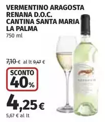 Cantina santa maria la palma - Vermentino Aragosta Renana D.O.C. Cantina santa maria la palma - Vermentino Aragosta Renana D.O.C.