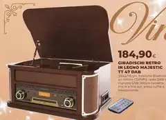 Majestic - Giradischi Retro In Legno  Tt 47 Dab