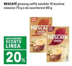Nescafé - Ginseng Caffé Solubile 10 Bustine Classico 70 G O Da Zuccherare 60 G