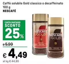 Nescafé - Caffè Solubile Gold Classico O Decaffeinato