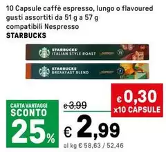 Starbucks - 10 Capsule Caffè Espresso, Lungo O Flavoured Compatibili Nespresso