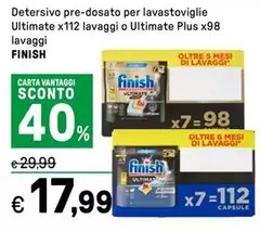 Finish - Detersivo Pre-Dosato Per Lavastoviglie Ultimate X12 Lavaggi O Ultimate Plus Finish - Detersivo Pre-Dosato Per Lavastoviglie Ultimate X12 Lavaggi O Ultimate Plus
