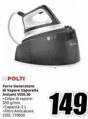 Polti - Ferro Generatore Di Vapore Vaporella Instant V50.50.30 Polti - Ferro Generatore Di Vapore Vaporella Instant V50.50.30